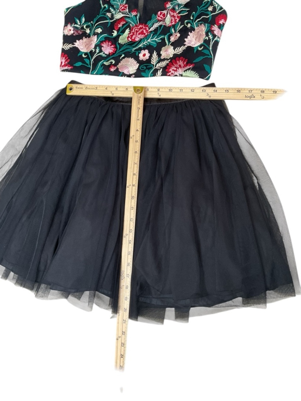 My Michelle Black Embroidered 2 Piece Set Top Skirt Prom Homecoming 9 11 - Picture 4 of 10